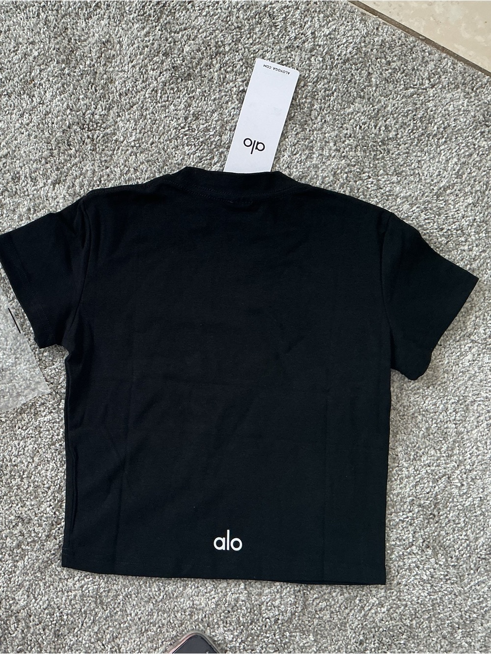 ALO Yoga Black women  Short Sleeve Logo Tee